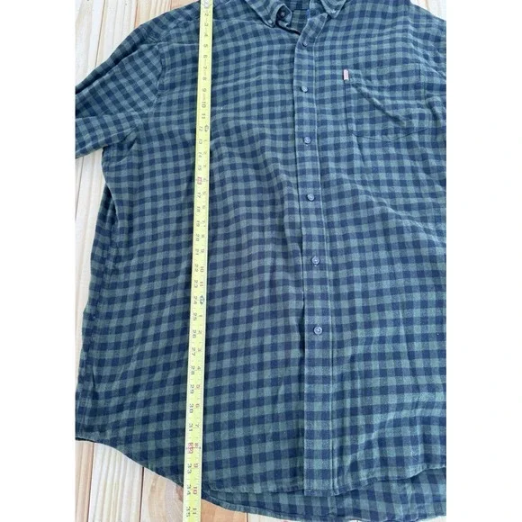 Chaps Flannel Shirt Mens 2XL‎ Dark Green Black Plaid Long Sleeve Pocket Logo - Picture 8 of 11